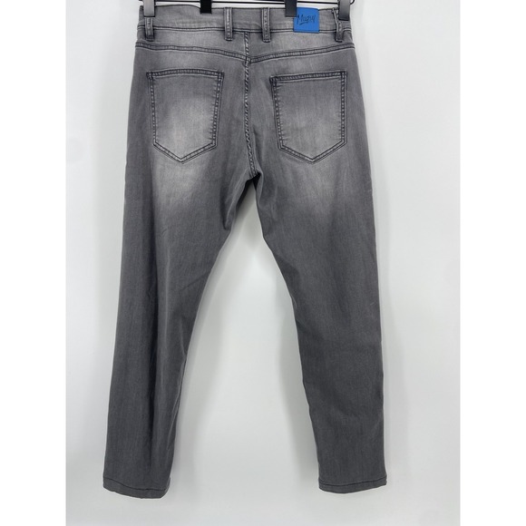 Mugsy Jeans Mens 32x32 Gray Beans Stretch Distress Whiskering Denim Grunge Biker - Picture 2 of 12